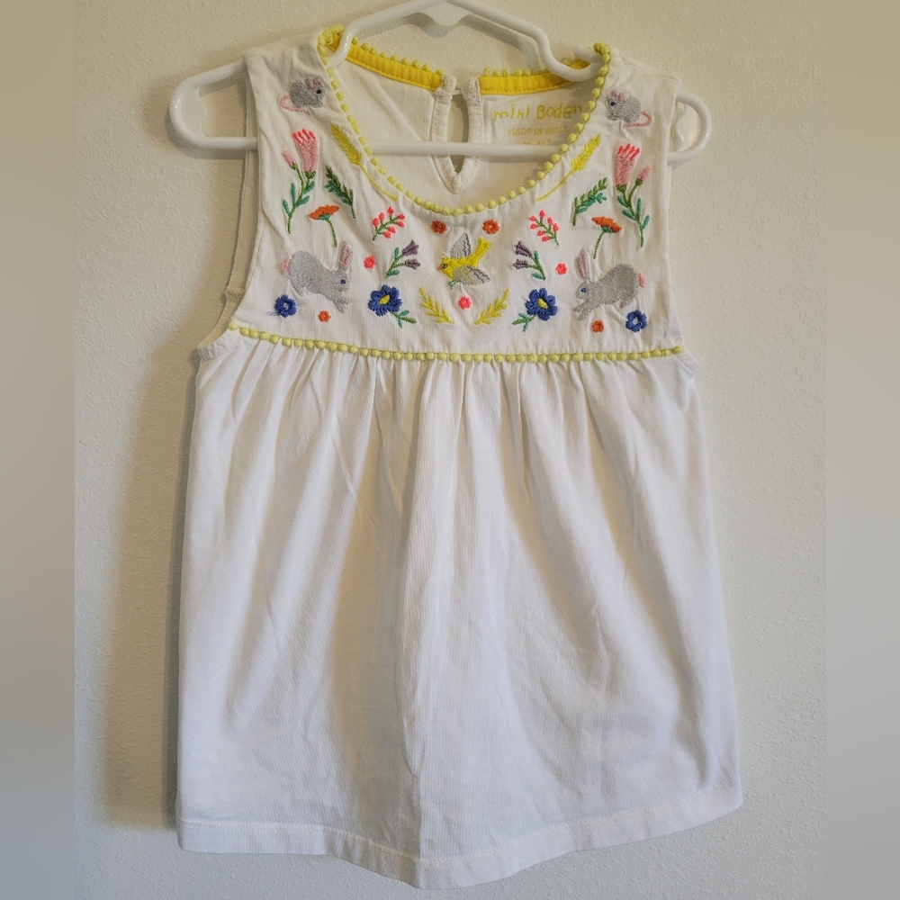 Mini Boden Spring Animal Embroidered Tank Sz 6/7
